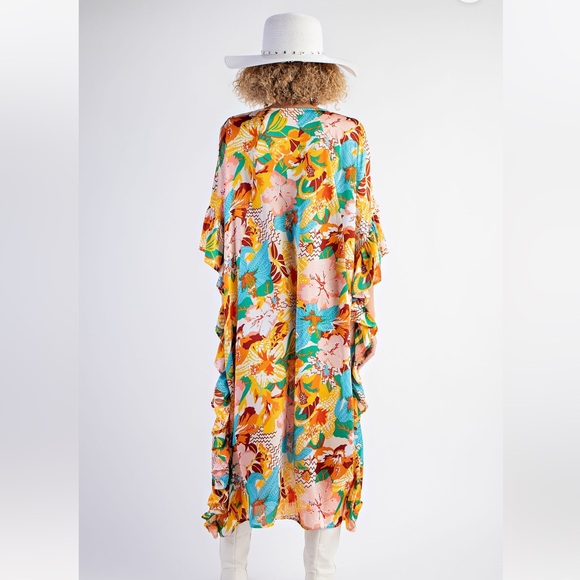 New Fabulous TROPICAL PRINT CHALLIS MIDI RESORT DRESS - Picture 6 of 7